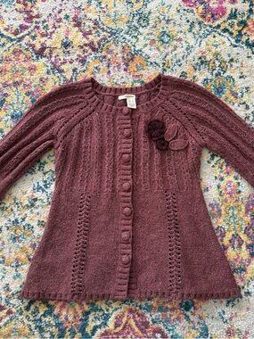 Vintage Wool Knit Coquette Cardigan Fairy Boho Twee Button Up Sweater